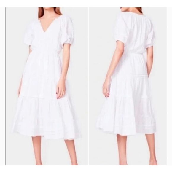 Betsy Johnson Snow White Boho Tiered Lagenlook Midi Dress NWT - Picture 1 of 9